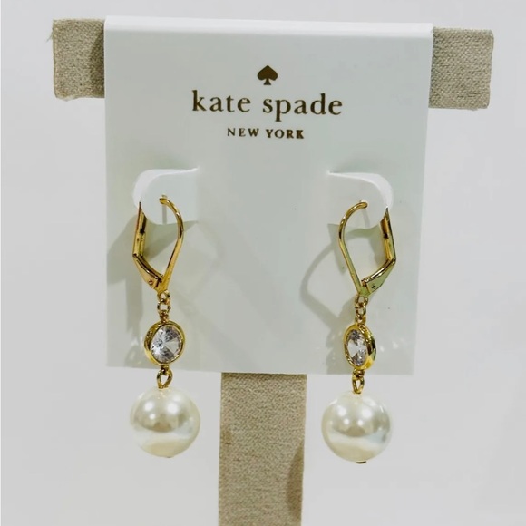 Kate Spade New York Pearls Of Wisdom - Dangle Pearl Rhinestone Drop Earrings - Picture 5 of 11